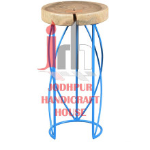 Crossed Iron Blue Stool